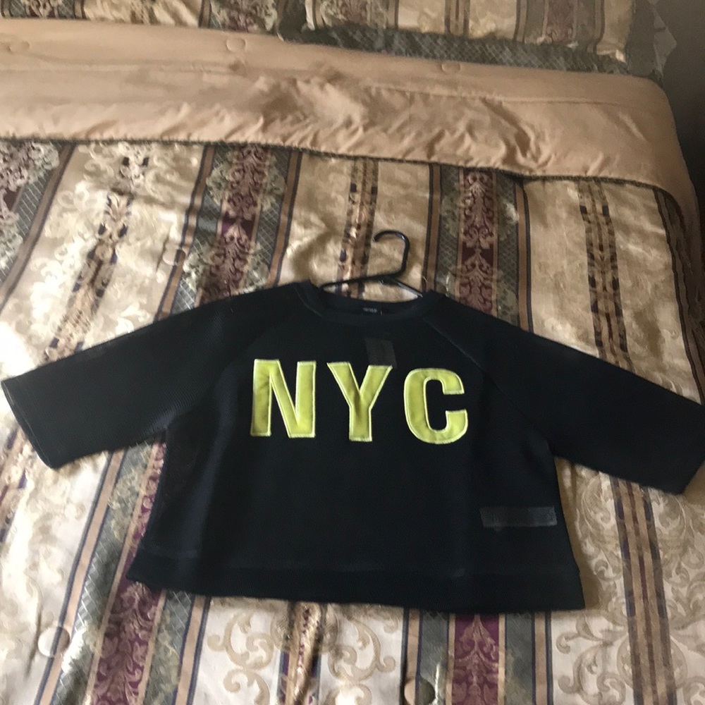 Forever 21 neon yellow/green and black mesh top